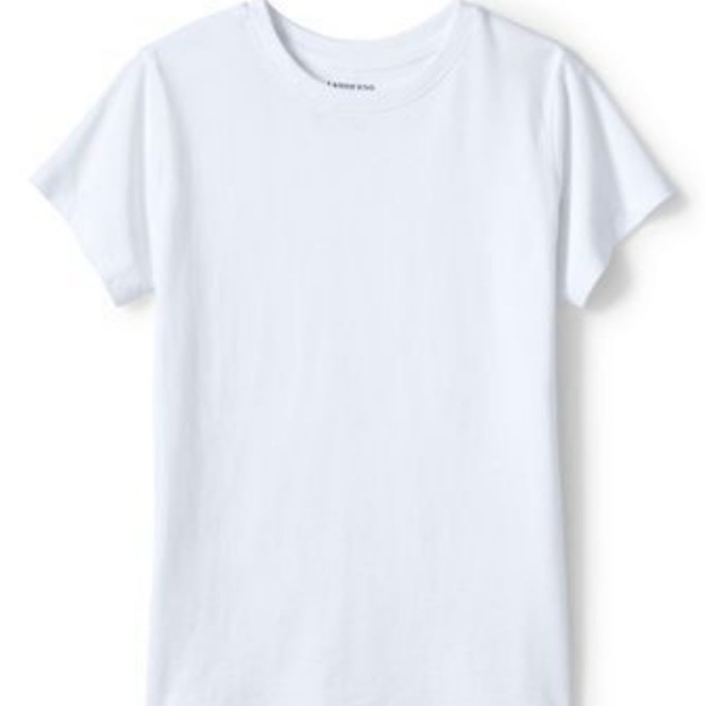 NWT LANDS' END GIRLS SHORT SLEEVE ESSENTIAL T-SHIRT WHITE MEDIUM‎ (10-12 YEARS)